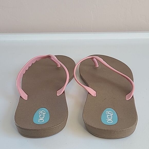 Oka b. Bristol Flip Flops Sandals Thongs Color: Toffee/Pink Salt Size 8 - Picture 4 of 12